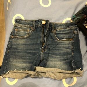 High rise jean shorts dark wash